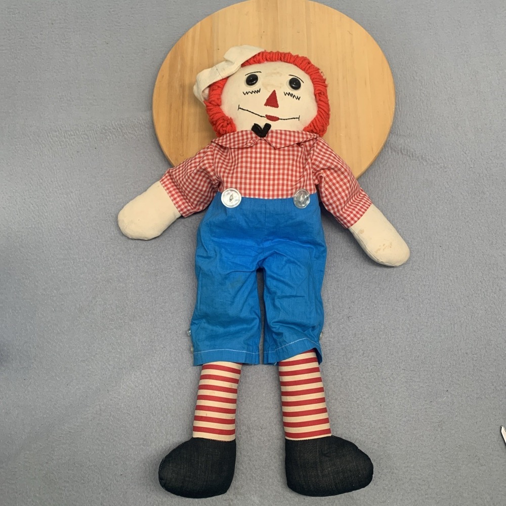 Vintage Knickerbocker Raggedy Andy Doll 24" Classic Rag Stuffed Cloth Toy Hat